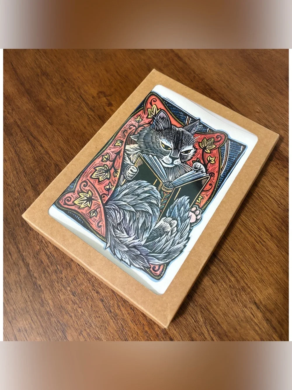 Cat Reading Greeting Cards Set Of 10 With Envelopes Andrea Wisnewski 5” x 6.75”